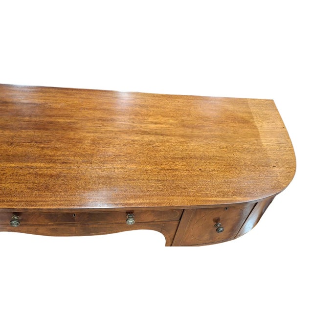 George III Inlaid Mahogany Demilune Sideboard For Sale - Image 9 of 12