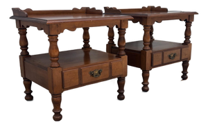 Vintage Maple Nightstands | Pair of Early American Bedside Tables