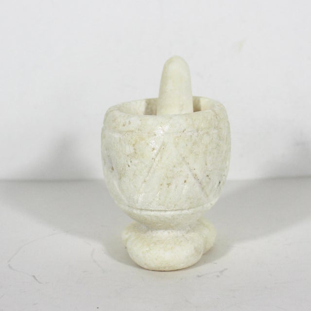 Mid 20th Century Small Vintage Primitive Carved Stone Mortar and Pestle For Sale - Image 5 of 10