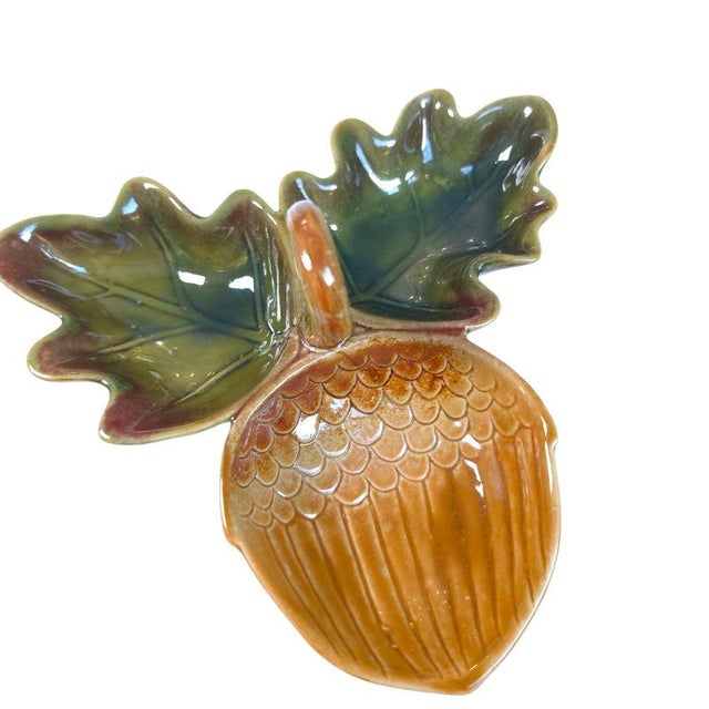 Sculptural Acorn & Oak Leaf Ceramic Divided Serving Dish For Sale - Image 4 of 16