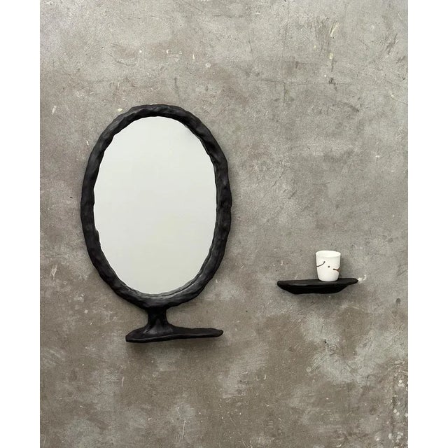 Glass Abstract Wood Mirror by Atelier Monochrome For Sale - Image 7 of 8