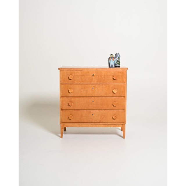 Vintage Scandinavian Birch Chest of Drawers, 1950s For Sale - Image 3 of 10