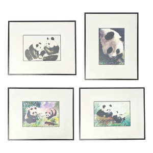 Dong Liang Yuan Set of 4 Framed & Matted Small Signed “Panda” Prints