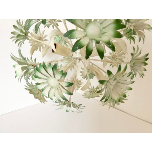 Metal French Vintage Tole Daisy Chandelier For Sale - Image 7 of 8