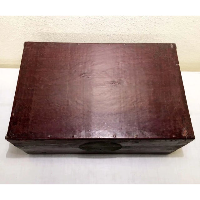 Antique Chinese Leather Box, Circa mid of 19th Century For Sale - Image 4 of 11