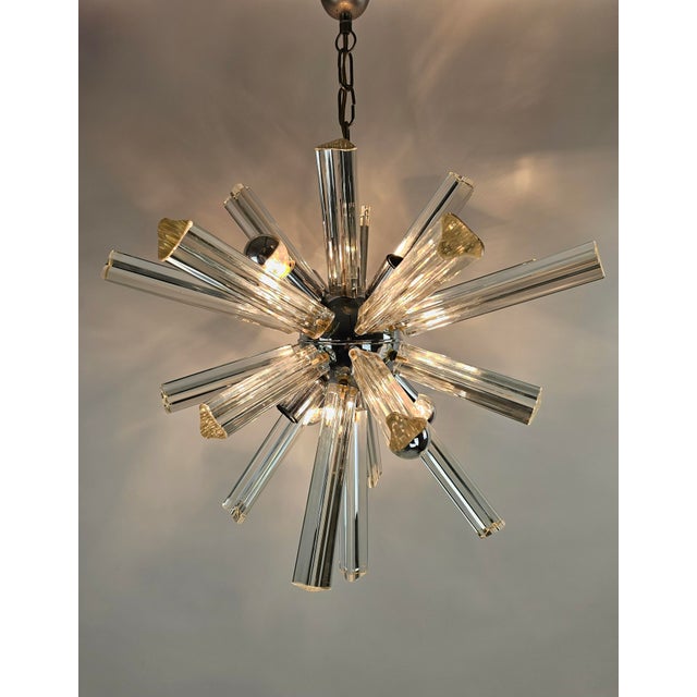 Silver Italian Starburst Sputnik Chandelier in Chrome & Murano Glass, 1960s For Sale - Image 8 of 8