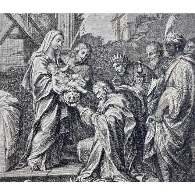 Religious "The Gift of the Magi": An 18th C. Religious Engraving by Vale, After Calmarat For Sale - Image 3 of 6