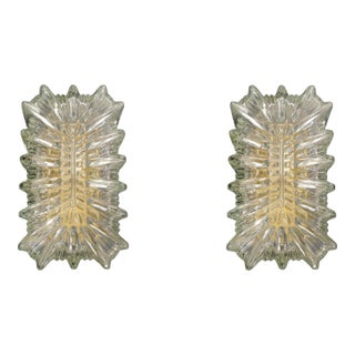 1970s Rectangular Crystal Sconces, a Pair For Sale
