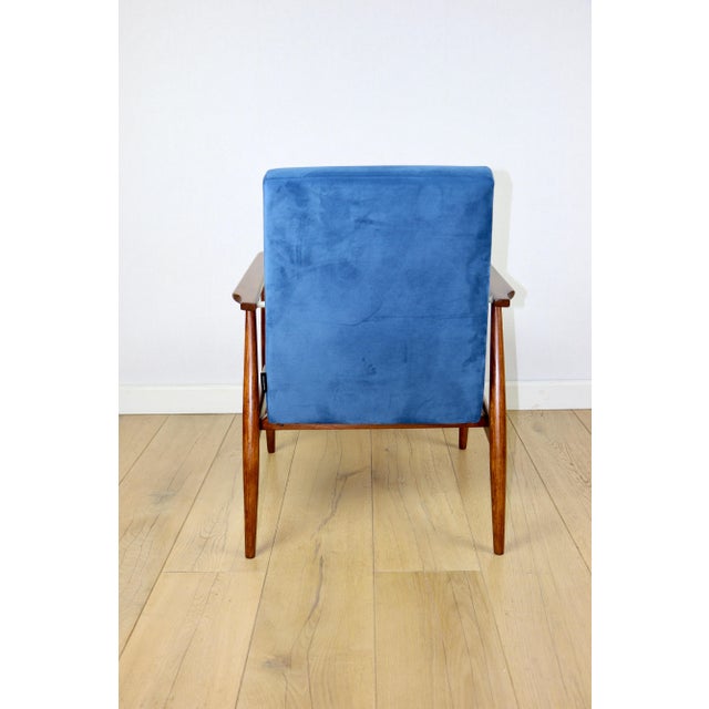 Wood Lis Lounge Chair with Blue Sky Upholstery by Henryk Lis, 1970s For Sale - Image 7 of 11