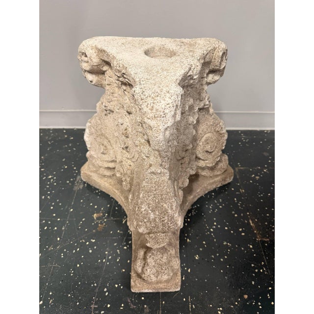 Neoclassical Large Neoclassical Cast Stone Architectural Capital With Ram Head Motifs For Sale - Image 3 of 5