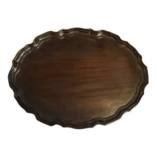 Antique Early 19th Century English George III Carved Mahogany Oval Serving Tray For Sale