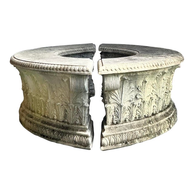 Vintage Regency Concrete Coated Resin Garden Benches - Set of 2 For Sale