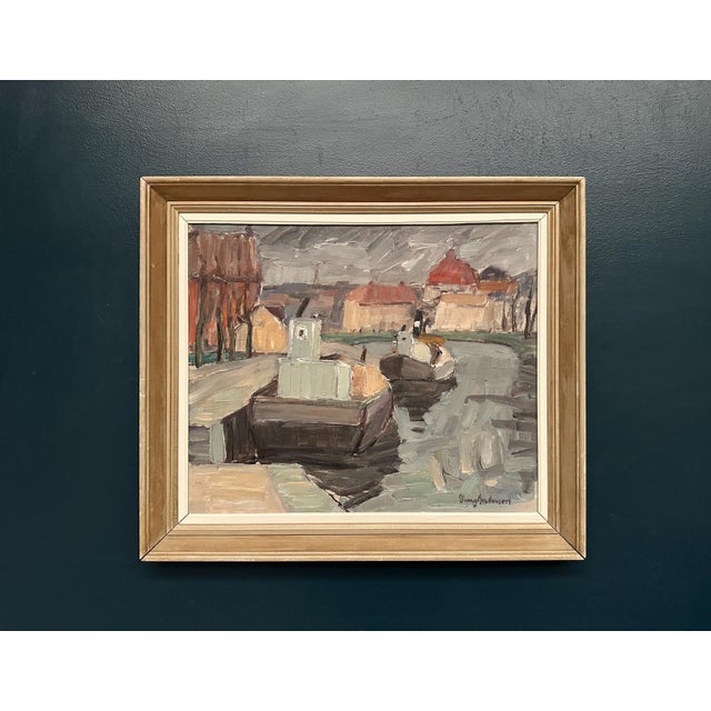 Georg Andersson, Harbour, 1960s, Oil Painting on Canvas, Framed For Sale - Image 12 of 12