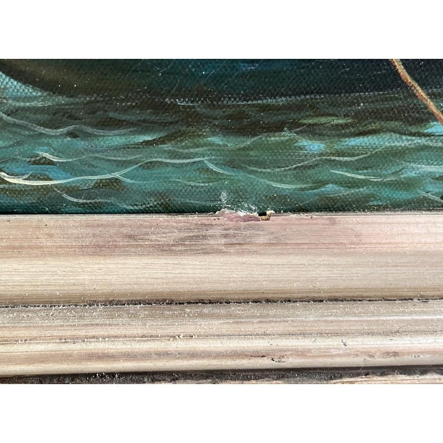 1960s Large Framed Venice Gondola Original Oil Painting on Canvas For Sale - Image 12 of 13