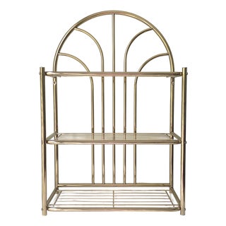 Late 20th Century Vintage Art Deco Style Standing Shelf | Brass Shelving Unit | Plant Stand For Sale
