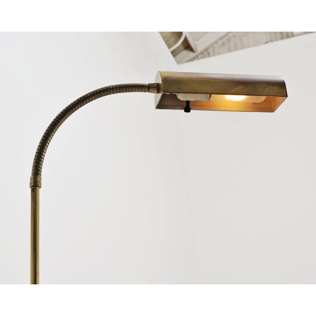 Casella Lighting Late 20th Century Mid-Century Modern Patinated Brass Adjustable Pharmacy Floor Lamp For Sale - Image 4 of 16