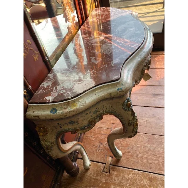 19th C. Venetian Painted White and Blue Console For Sale In Los Angeles - Image 6 of 13