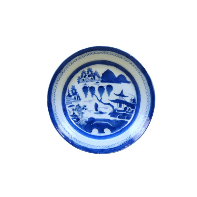 Sixteen Antique mid to early 19th century Chinese Canton blue and white porcelain plate. Produced in Guangzhou...
