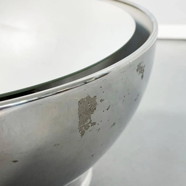 Black Mid-Century Italian Steel and Plastic Half Spherical Table Lamp & Mirror, 1970s For Sale - Image 8 of 14