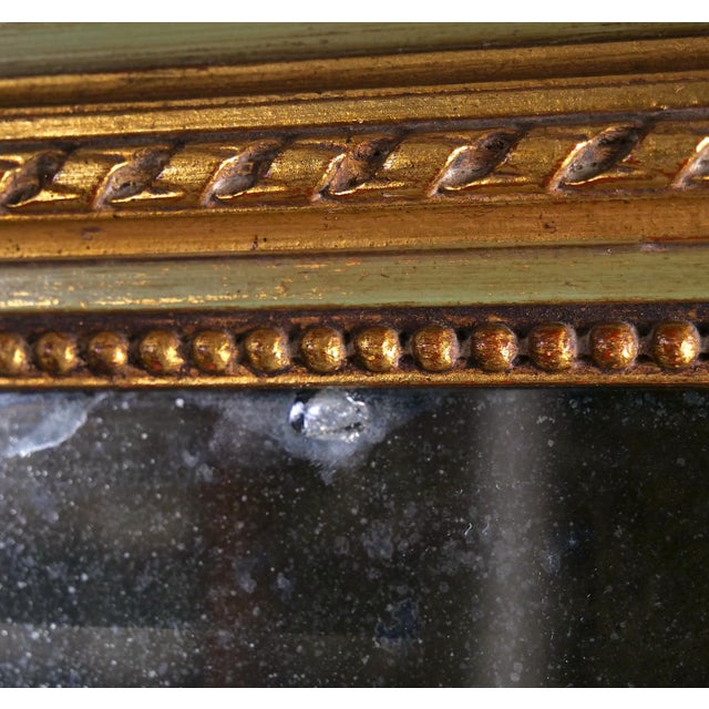 Wood Antique French Louis XVI-Style Gilt-Wood Painted Pier Mirror, Late 19th Century For Sale - Image 7 of 10