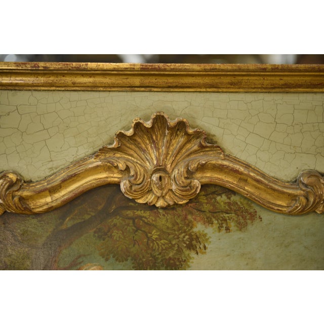 Goldenrod Trumeau Mirror with Crackled Patina and Oil on Panel Depicting a 19th-Century Romantic Scene For Sale - Image 8 of 12