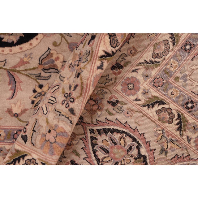 Textile Shabby Chic Medallion 1990's Pak-Persian Black/Gray Wool Rug - 8'2'' X 10'2'' For Sale - Image 7 of 9