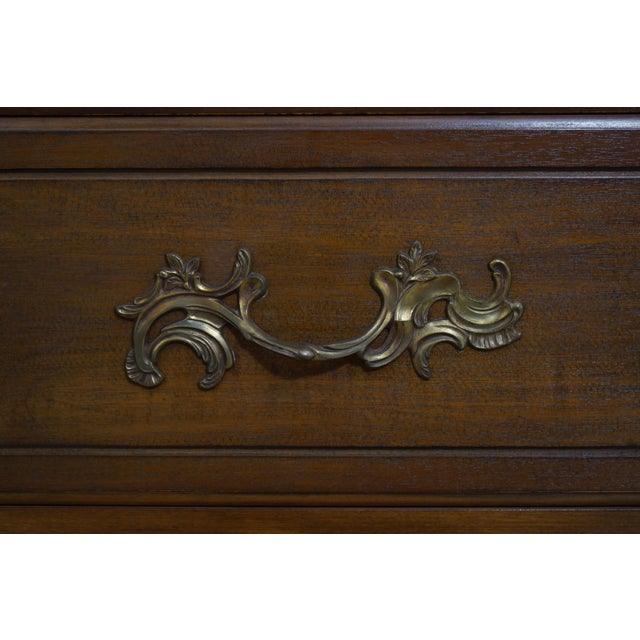 Brown Vintage French Country Walnut Finish Low Dresser For Sale - Image 8 of 17