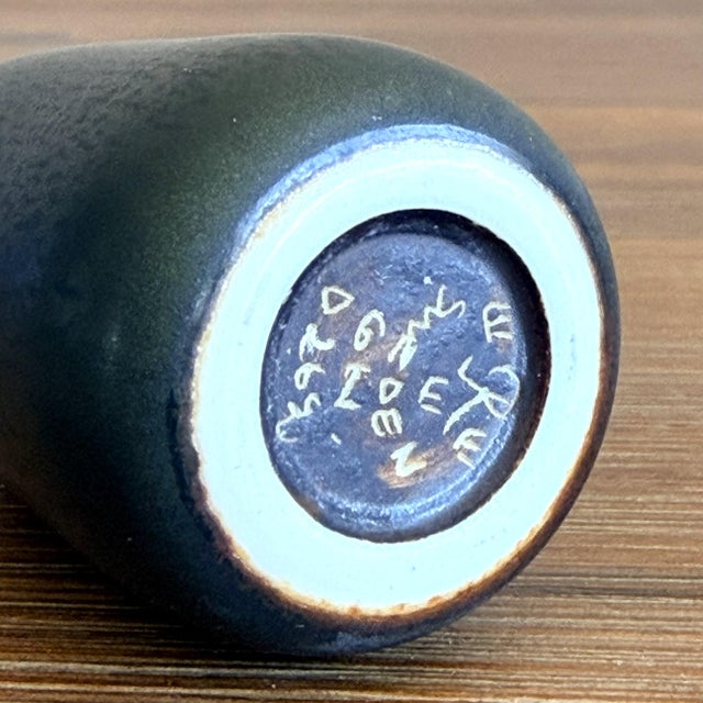 Mid 20th Century Vintage 1950s Mid-Century Gunnar Nylund Rörstrand Sweden Black Glaze Miniature Ceramic Vase For Sale - Image 5 of 5