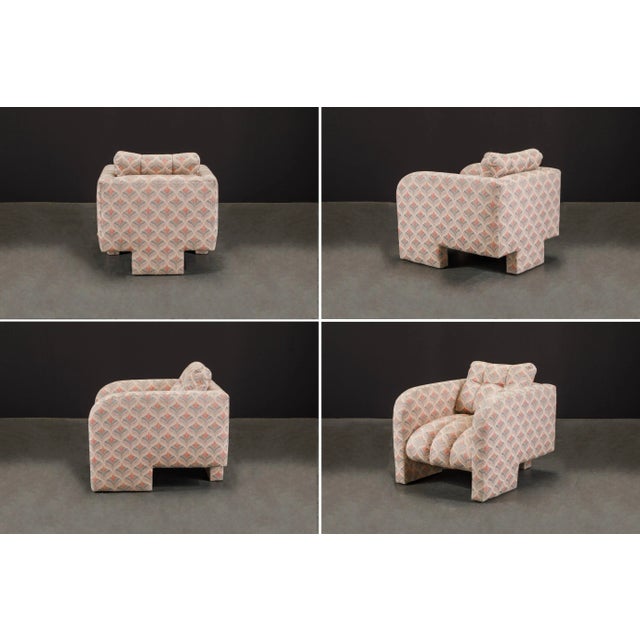 Post-Modern Channel Tufted Lounge Chairs, Attributed to Vladimir Kagan, 1980s - A Pair For Sale - Image 9 of 12