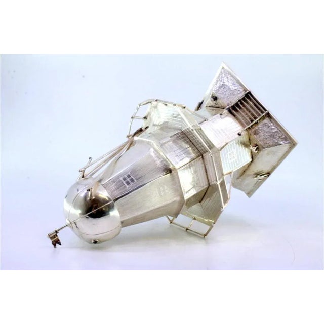 Silver Lighthouse with Raised Applications and Hammered Square Base For Sale - Image 3 of 9