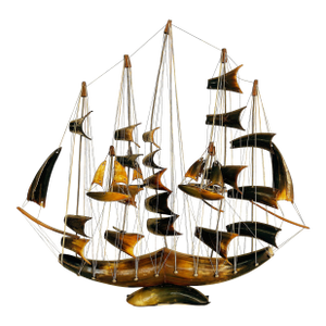 Vintage Nautical Sailing Vessel Sculpture in Horn and String
