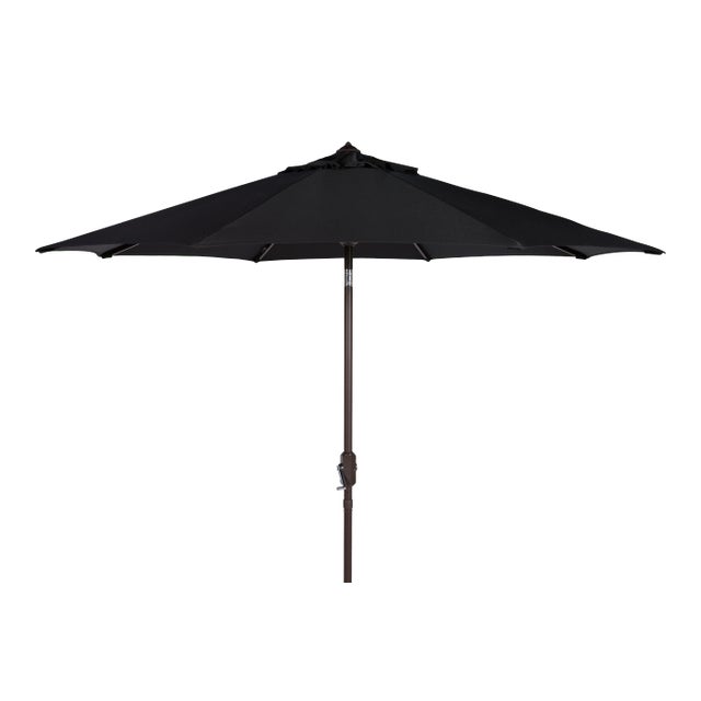 Resistant 9 Ft Auto Tilt Crank Umbrella in Black For Sale