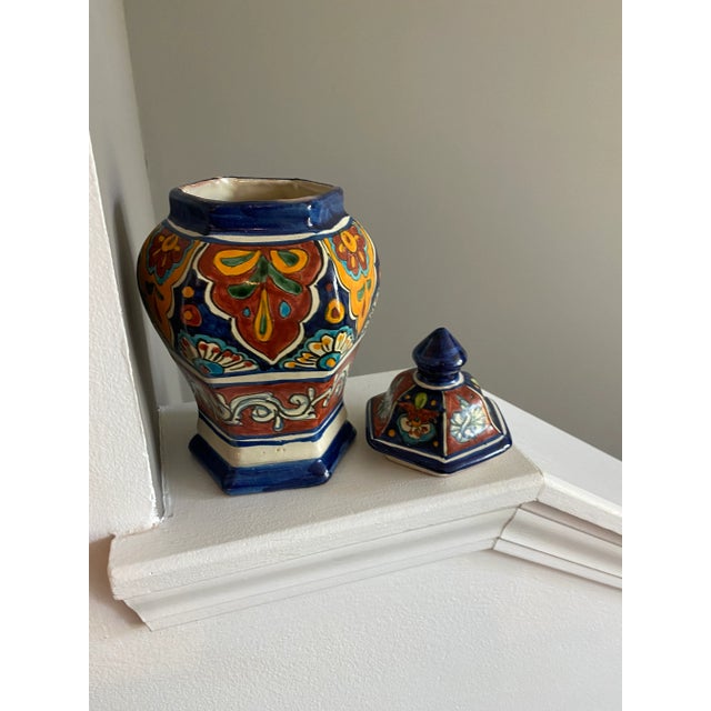Mexican Vintage 1980's Handpainted Mexican Ginger Jar For Sale - Image 3 of 9
