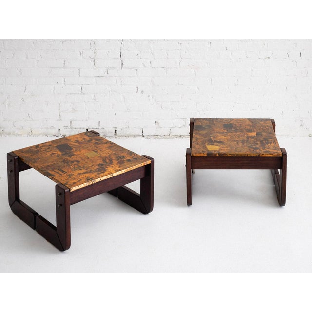 Rosewood and Lacquered Copper Side Table by Percival Lafer For Sale - Image 11 of 11