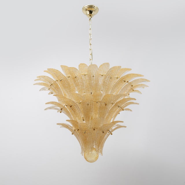 Vintage Gold-Palmette Murano Glass Pendant Light, 2000 For Sale - Image 12 of 12