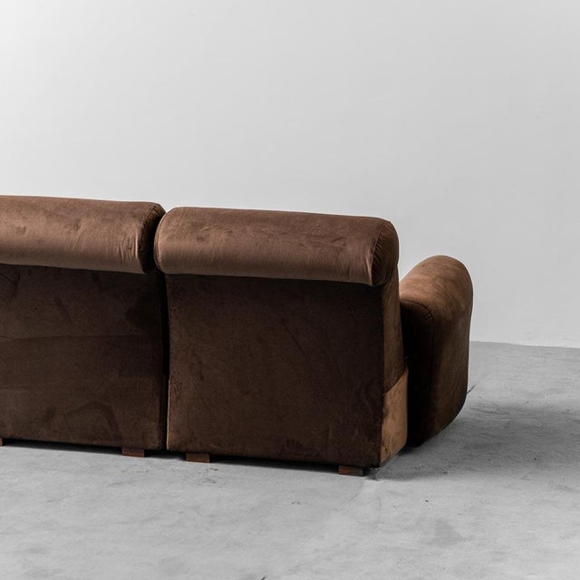4-Seater Modular Sofa in Brown Velvet, 1970s, Set of 4 For Sale - Image 11 of 13