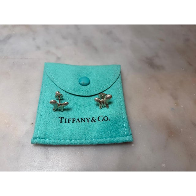 Tiffany and Co. Tiffany & Co. Sterling Silver Elsa Peretti Butterfly Stud Earrings 3.1g, Pair For Sale - Image 4 of 6