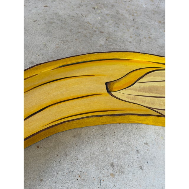 Mid-Century Modern Vintage Hand Painted Papier-Mâché Banana Serving Tray, Made in Mexico For Sale - Image 3 of 12