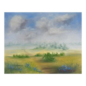 Vintage 1981 Impressionist Bluebonnet Landscape Painting