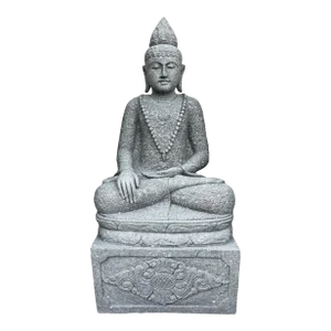 Vintage Stone Sitting Garden Buddha Statue