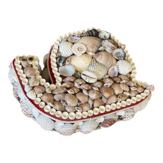 Vintage Coastal Seashell Snail Trinket Box – Florida Kitsch Jewelry Box For Sale