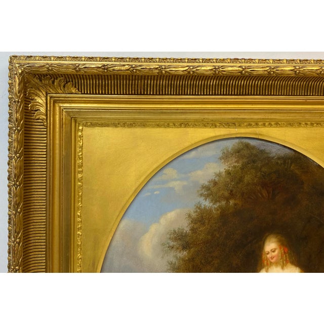 Eduard L. Roelant Mid-19th Century Oil Portrait of Two Sisters With Their Dog For Sale - Image 9 of 12