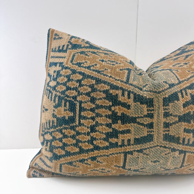 Chinese Authentic One of a Kind Vintage Chinese Ikat Embroidered Pillow Cover For Sale - Image 3 of 4