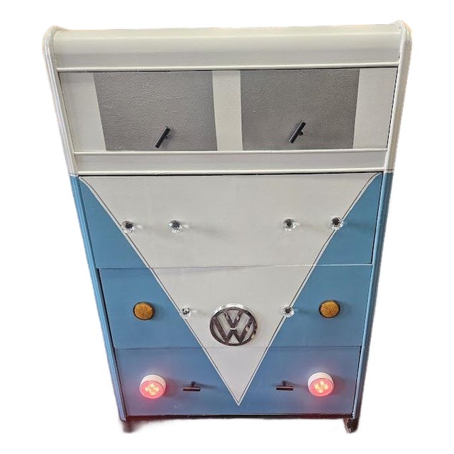 Custom Vintage Vw Bus Waterfall Dresser With Working Headlights For Sale