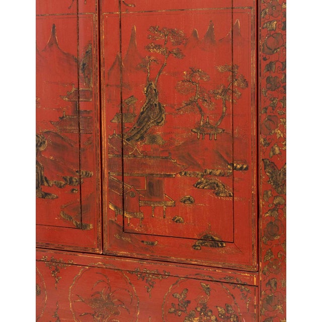 Chinese Red Lacquered Cabinet For Sale - Image 9 of 10