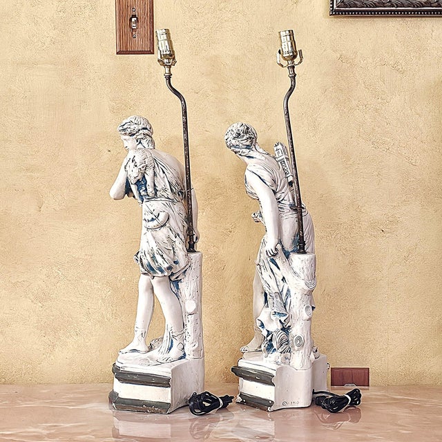 Vintage Neoclassical Figural Table Lamps Greco-Roman Sculptural Lamps - Pair For Sale - Image 10 of 18