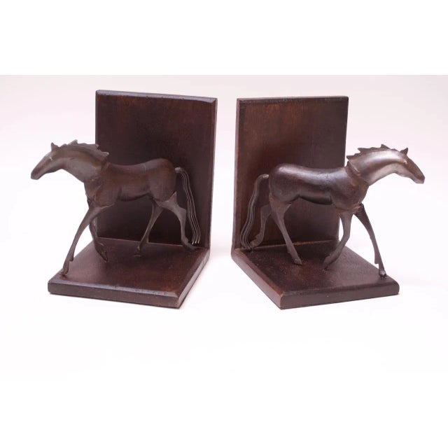 Brutalist Metal and Wood Horse Bookends - a Pair For Sale - Image 13 of 13