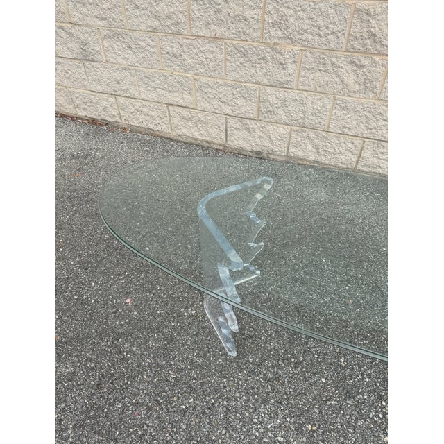 Plastic 1980s Vintage Lucite and Glass Top Coffee Table For Sale - Image 7 of 9