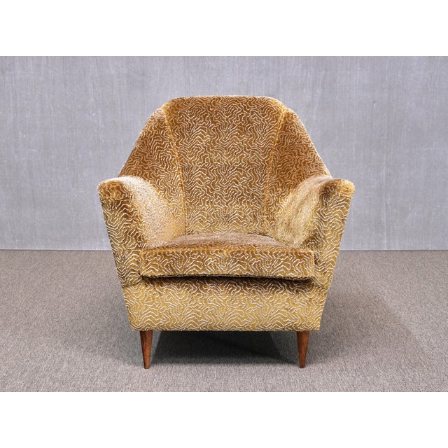 Bronze Patterned Velvet Armchair attributed to Ariberto Colombo, Italy, 1950s For Sale - Image 16 of 17