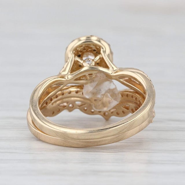 Gold 0.65ctw Pear Diamond Halo Engagement Ring Wedding Band Bridal Set 14k Gold, Size 4.5 For Sale - Image 8 of 9